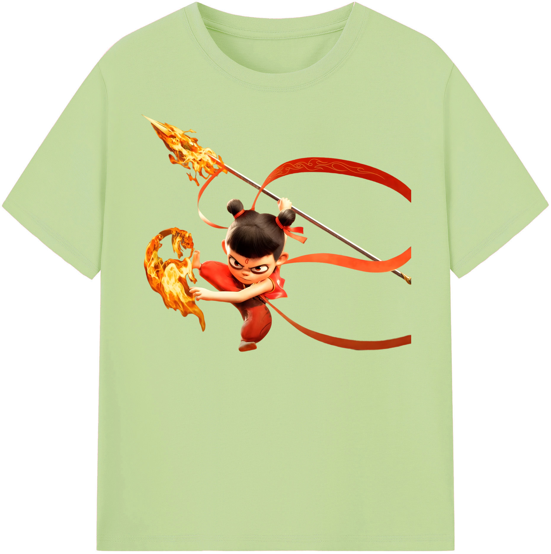 （画像用） Ne Zha 2 ナタ 魔童の大暴れ 綿100％半袖Tシャツ（フロントプリント）